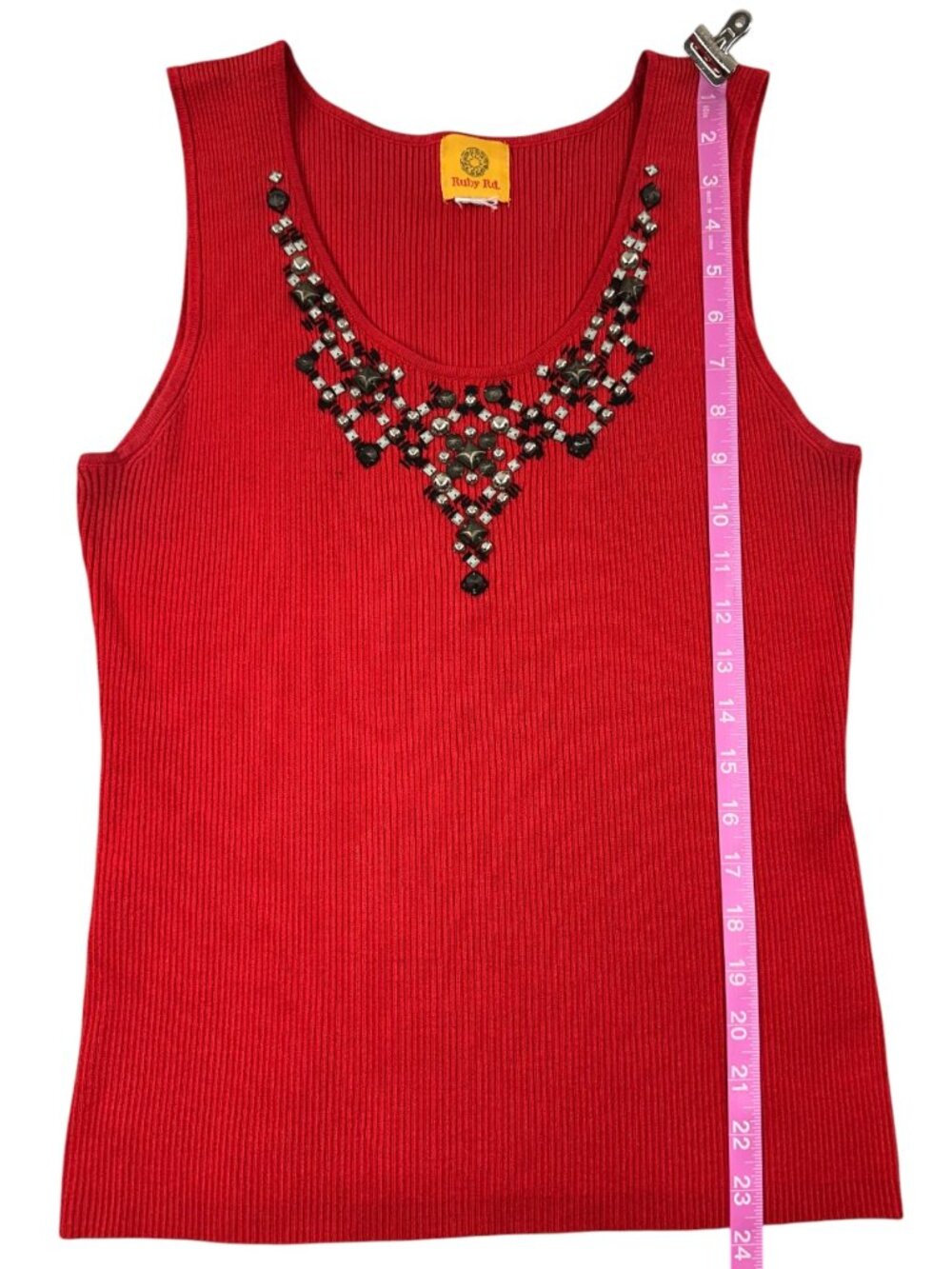 Y2K Ruby Rd. Red Ribbed Tank Top - Picture 9 of 9